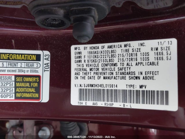 Honda CR-V LX 2014 5J6RM3H34EL015614 Image 9