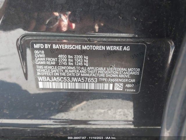 BMW 530I 2018 WBAJA5C53JWA57653 Image 9