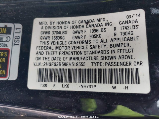 Honda Civic Lx 2014 2HGFG3B58EH518555 Image 9