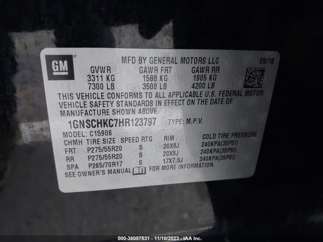 Chevrolet Suburban Lt 2017 1GNSCHKC7HR123797 Image 9