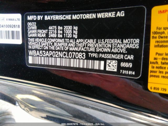 WBA53AP02NCL07083 BMW 430I