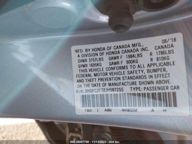 2HGFC2F58JH587255 Honda Civic Lx