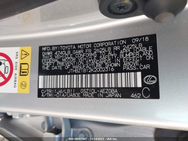 JTHBZ1B12K2002316 Lexus Es Es 350