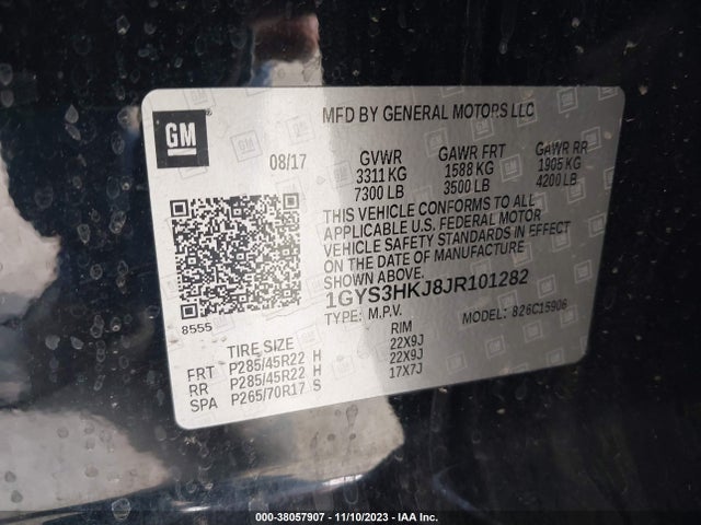 1GYS3HKJ8JR101282 Cadillac Escalade Esv Luxury