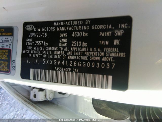 5XXGV4L26GG093037 KIA Optima Sxl Turbo