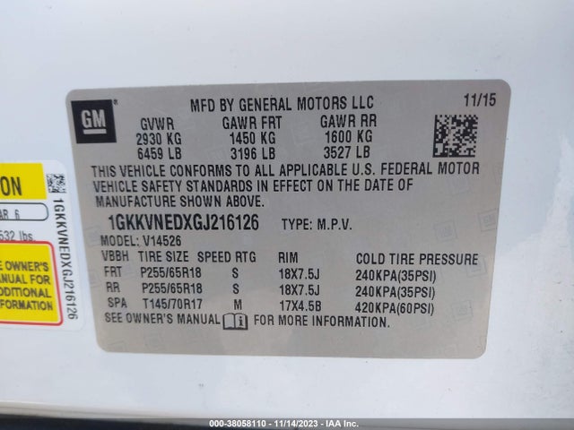 GMC Acadia Sle-1 2016 1GKKVNEDXGJ216126 Image 9