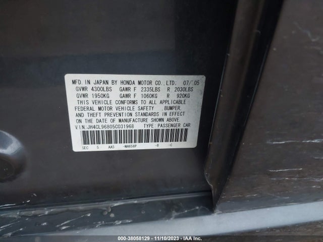 2005 ACURA TSX VIN: JH4CL96805C031968