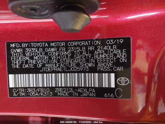 Toyota COROLLA LE 2020 JTDEPRAE1LJ025973 Image 9