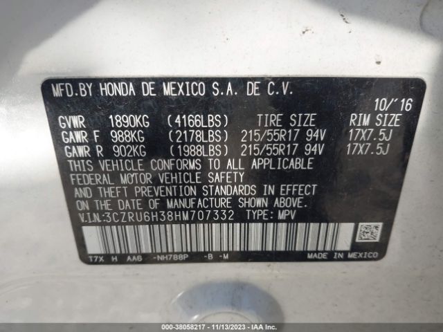 3CZRU6H38HM707332 Honda HR-V LX