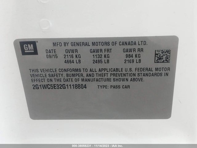 Chevrolet Impala Limited Ltz 2016 2G1WC5E32G1118804 Image 9
