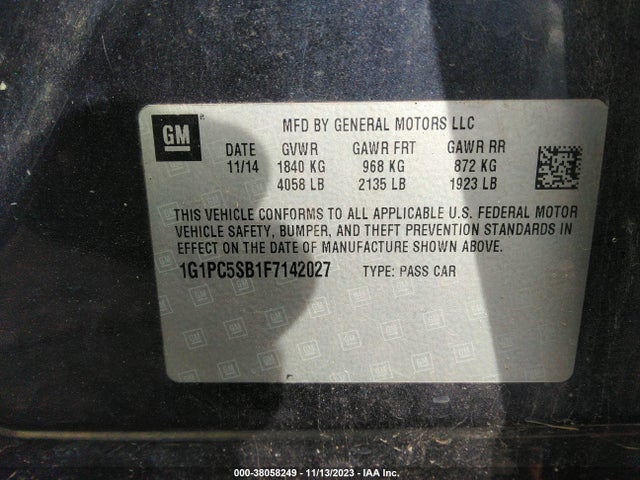 Chevrolet Cruze 1lt Auto 2015 1G1PC5SB1F7142027 Image 9