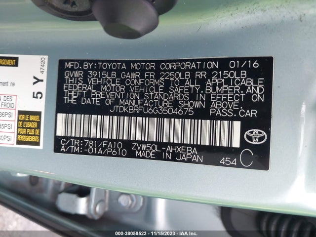 Toyota Prius Two 2016 JTDKBRFU6G3504675 Image 26