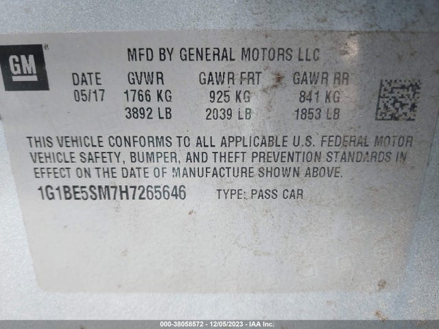 Chevrolet Cruze Lt Auto 2017 1G1BE5SM7H7265646 Image 9
