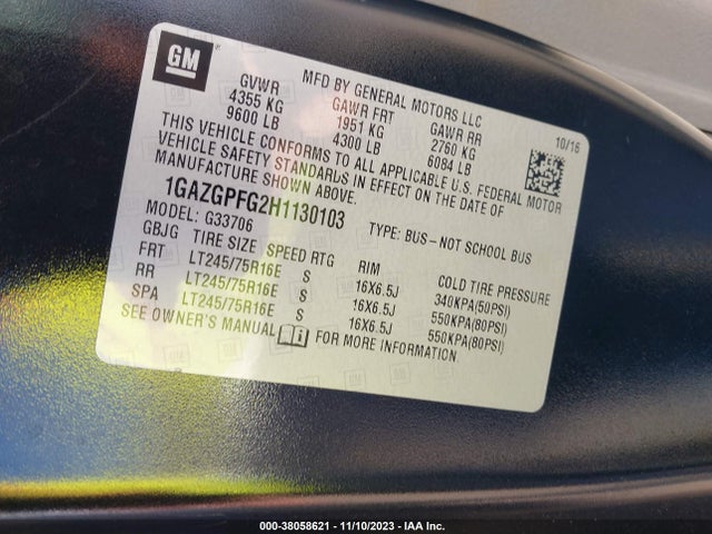 Chevrolet Express 3500 Lt 2017 1GAZGPFG2H1130103 Image 9