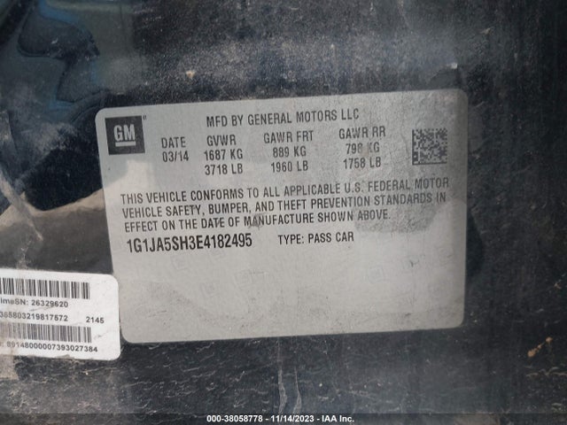Chevrolet Sonic Ls Auto 2014 1G1JA5SH3E4182495 Image 9