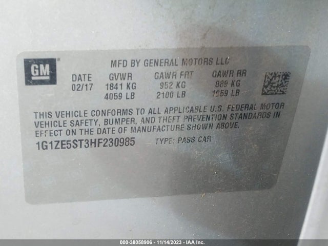 Chevrolet MALIBU 1LT 2017 1G1ZE5ST3HF230985 Image 9