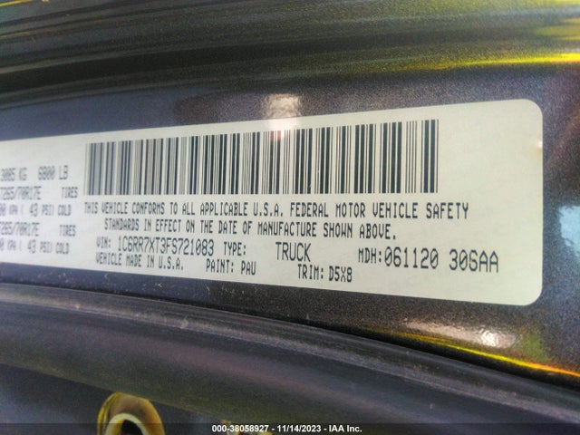 RAM 1500 Ssv 2015 1C6RR7XT3FS721083 Image 9