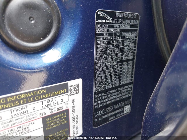 2021 JAGUAR F-PACE SADCJ2EX7MA681497 Photo 8
