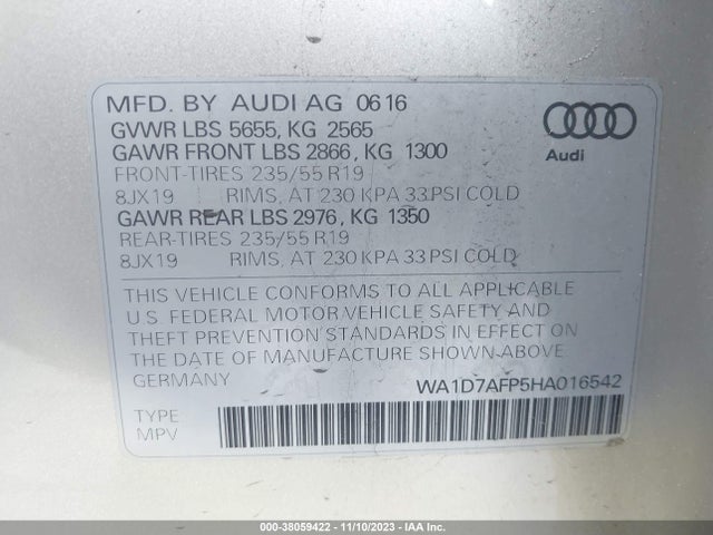 WA1D7AFP5HA016542 Audi Q5 3.0t Premium Plus