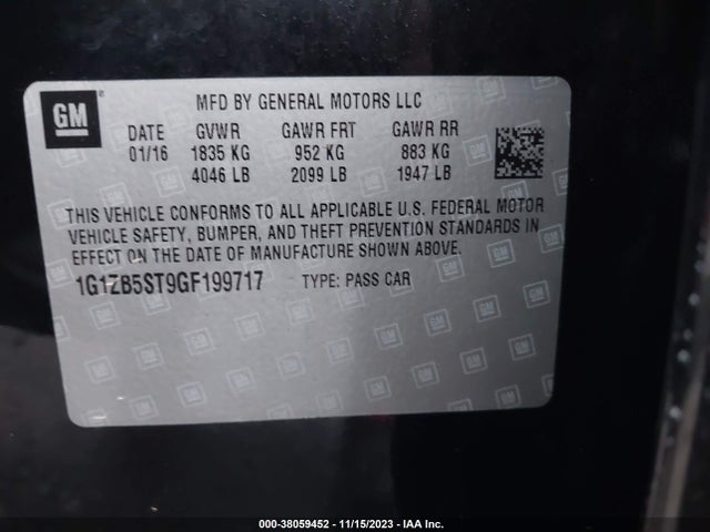 Chevrolet MALIBU LS 2016 1G1ZB5ST9GF199717 Image 9