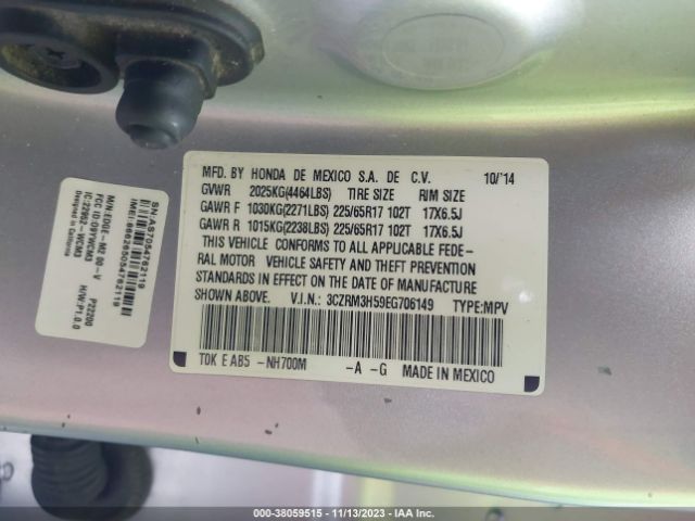 3CZRM3H59EG706149 Honda CR-V EX