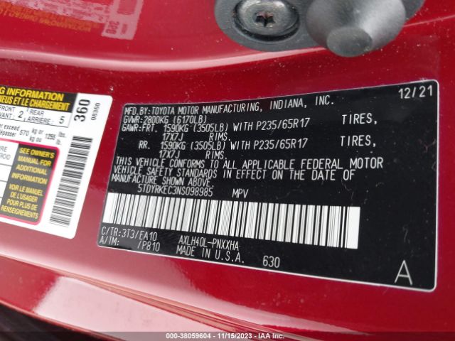2022 TOYOTA SIENNA 5TDYRKEC3NS098985 Photo 8