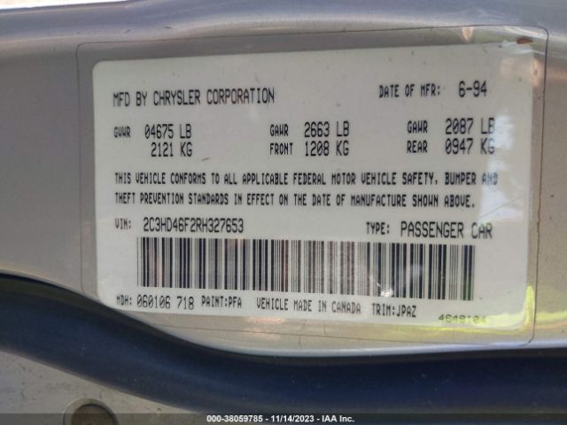 1994 CHRYSLER NEW YORKER 2C3HD46F2RH327653 Photo 8