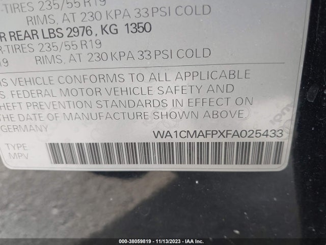 WA1CMAFPXFA025433 Audi Q5 3.0 Tdi Premium Plus