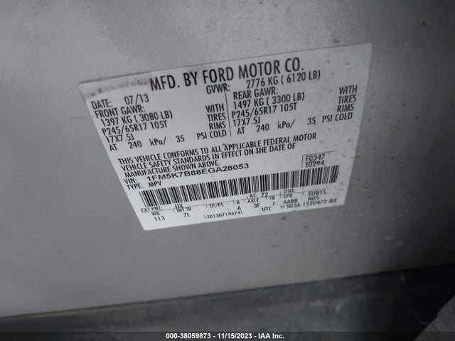 Ford Explorer 2014 1FM5K7B88EGA28053 Image 9