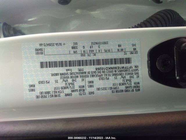 1FTFW1E80NKD10268 Ford F-150 Lariat