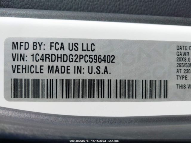 1C4RDHDG2PC596402 Dodge Durango Gt Plus Rwd