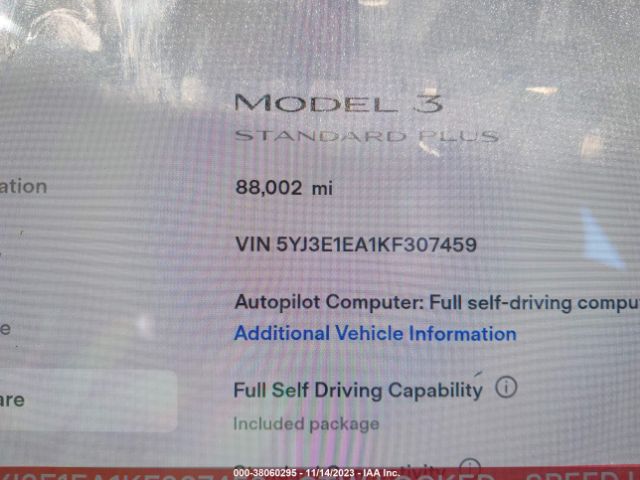 5YJ3E1EA1KF307459 Tesla Model 3 Standard Range/standard Range Plus/long Range/mid Range