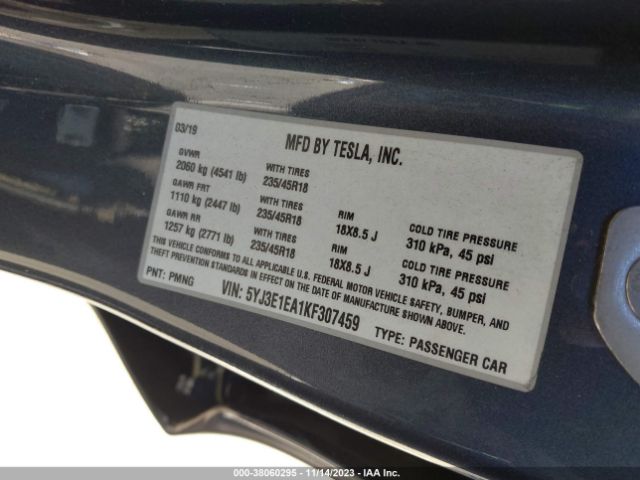 5YJ3E1EA1KF307459 Tesla Model 3 Standard Range/standard Range Plus/long Range/mid Range