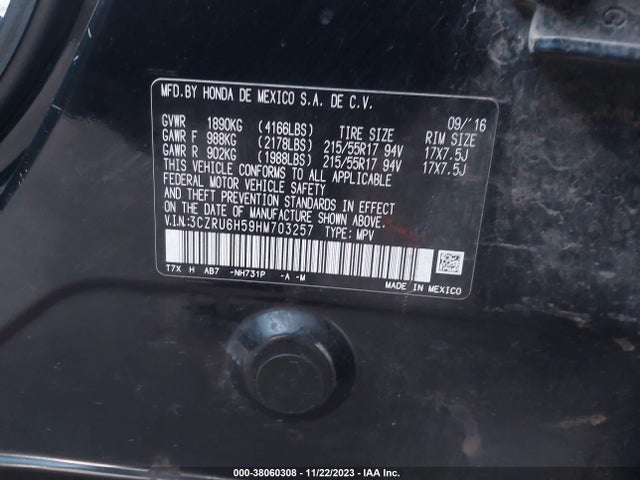 Honda HR-V EX 2017 3CZRU6H59HM703257 Image 9
