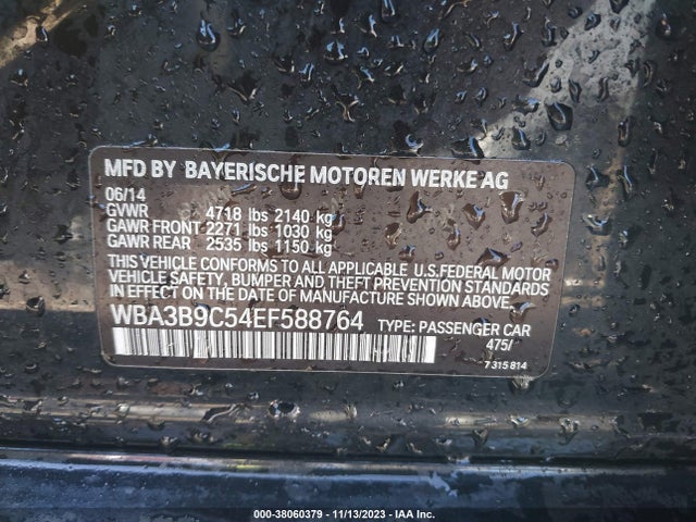 BMW 335i Xdrive 2014 WBA3B9C54EF588764 Image 9
