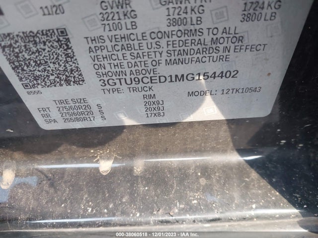 GMC Sierra 1500 4wd  Short Box Elevation 2021 3GTU9CED1MG154402 Image 9