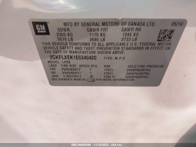 GMC Terrain Slt-1 2014 2GKFLXEK1E6349420 Image 9