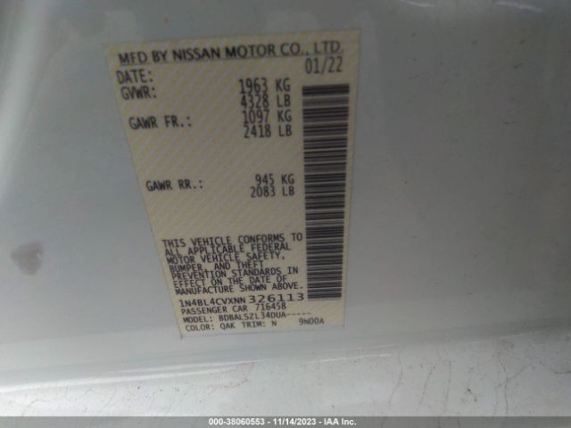 1N4BL4CVXNN326113 Nissan Altima Sr Fwd