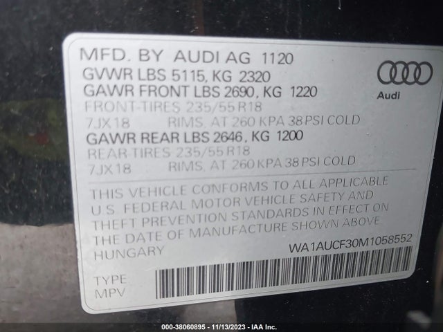WA1AUCF30M1058552 Audi Q3 Premium 40 Tfsi Quattro Tiptronic
