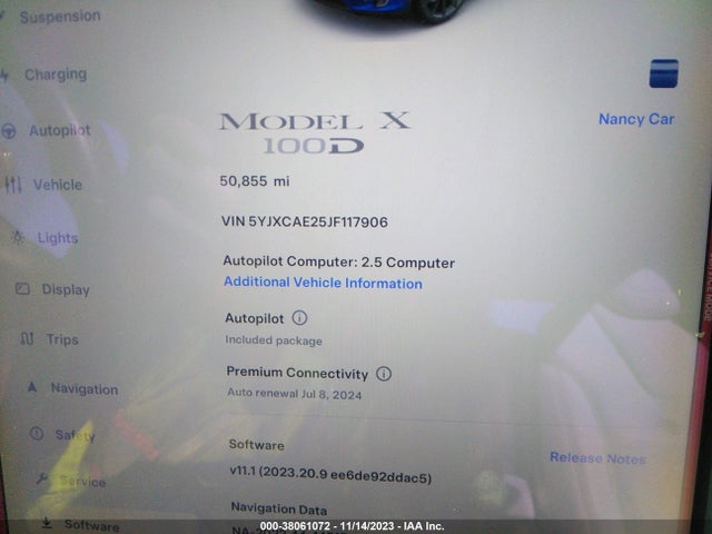 5YJXCAE25JF117906 Tesla Model X 75d/p100d/100d