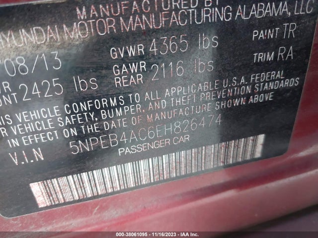 Hyundai SONATA GLS 2014 5NPEB4AC6EH826474 Image 9