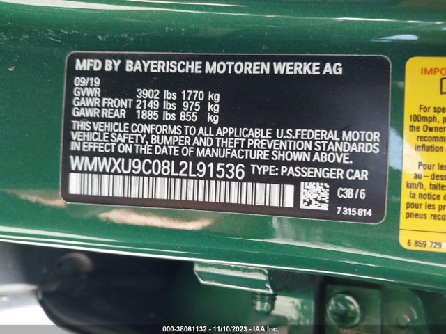 2020 MINI HARDTOP WMWXU9C08L2L91536 Photo 8