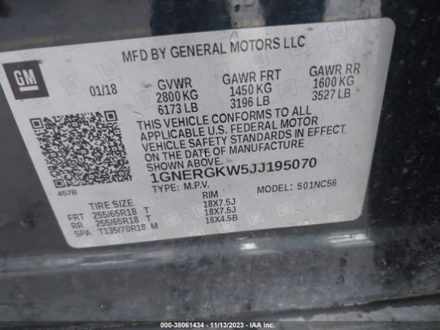 1GNERGKW5JJ195070 Chevrolet Traverse 1lt