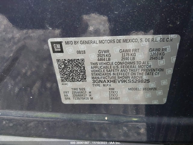 Chevrolet EQUINOX LS 2019 3GNAXHEV9KS529825 Image 9