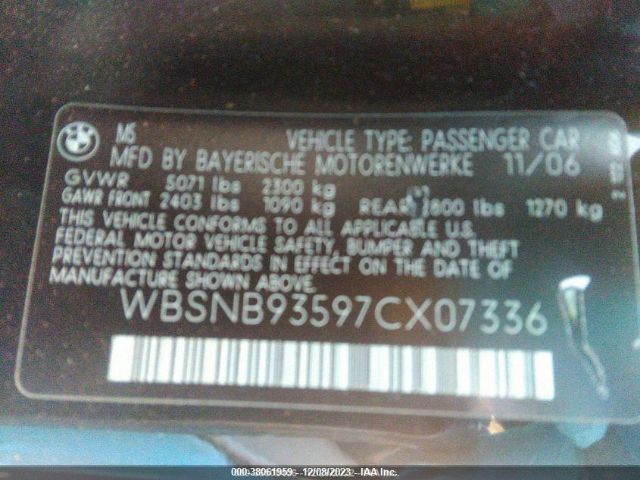 2007 BMW M5 WBSNB93597CX07336 Photo 8