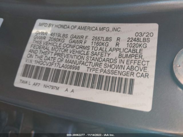 1HGCV3F17LA008998 Honda ACCORD HYBRID