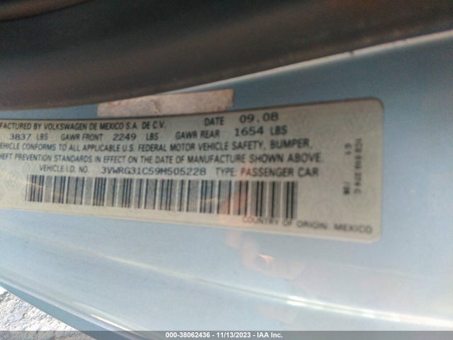 Продажа на аукционе авто 2009 Volkswagen New Beetle 2.5l, vin: 3VWRG31C59M505228, номер лота: 38062436