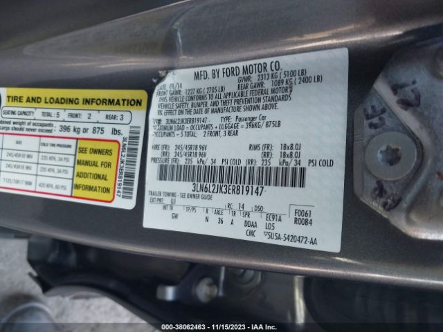 3LN6L2JK3ER819147 Lincoln MKZ