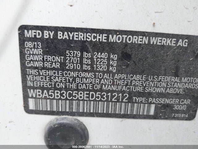BMW 535i Xdrive 2014 WBA5B3C58ED531212 Image 9