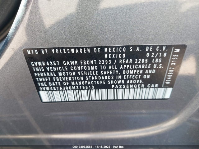 3VW4S7AJ0GM319513 Volkswagen Jetta Sedan 2.0t Gli Se